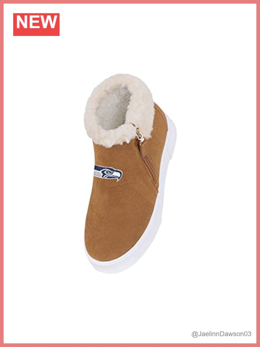NFL Team Logo Fuzzy Brim Zipper Ankle Boots Sherpa Lined
